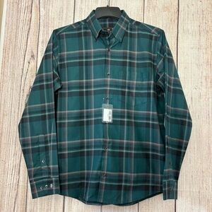 French Crown Mens Button Down Green Plaid Royal Oxford cotton shirt 40 or medium